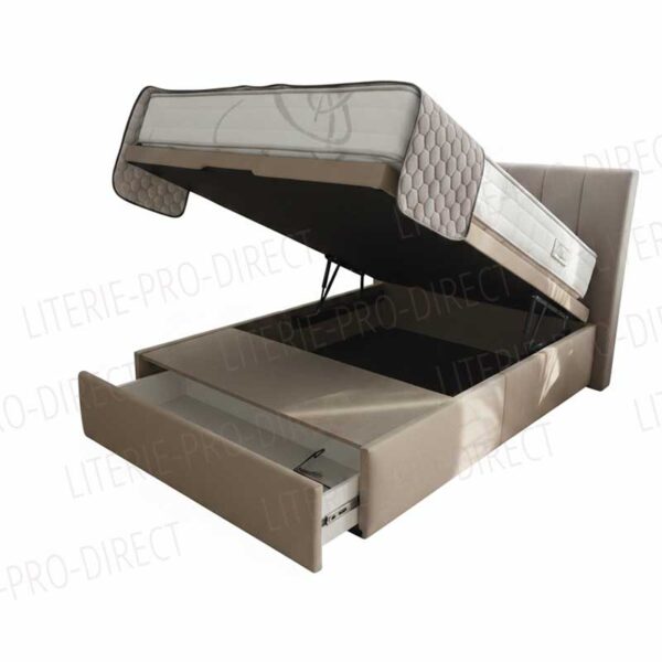 Lit coffre avec sommier tapissier et tiroir de rangement